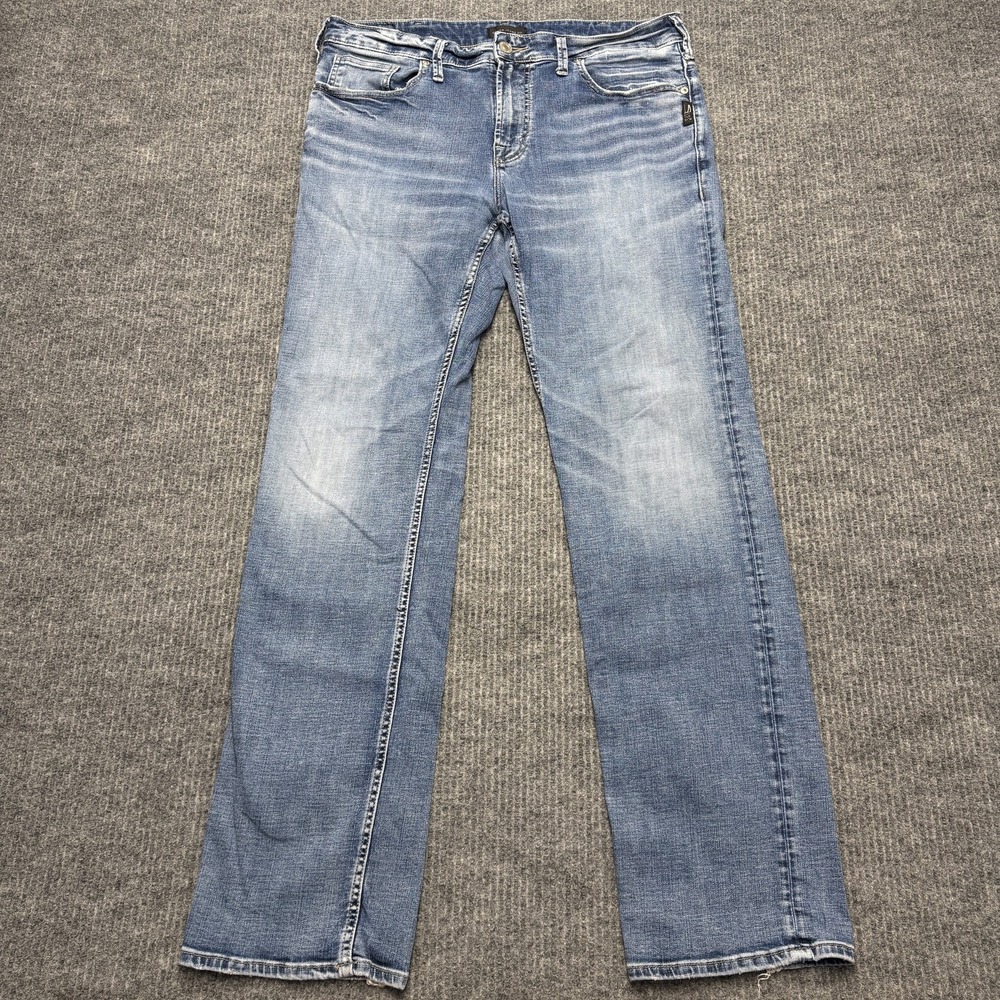Silver Jeans Co Greyson Jeans Mens 33x34 Blue Medium Wash Straight Stretch Denim